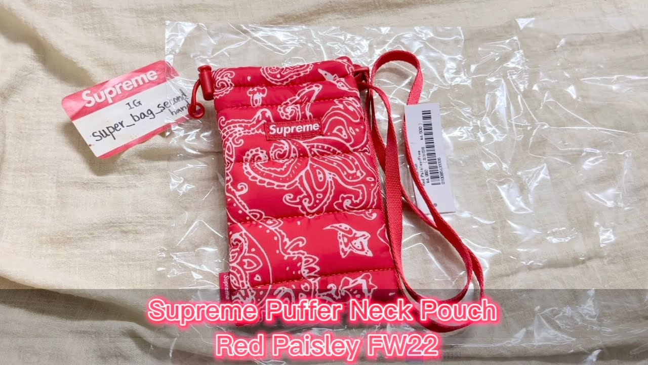 Supreme Puffer Neck Pouch Red Paisley FW22 [review] - YouTube
