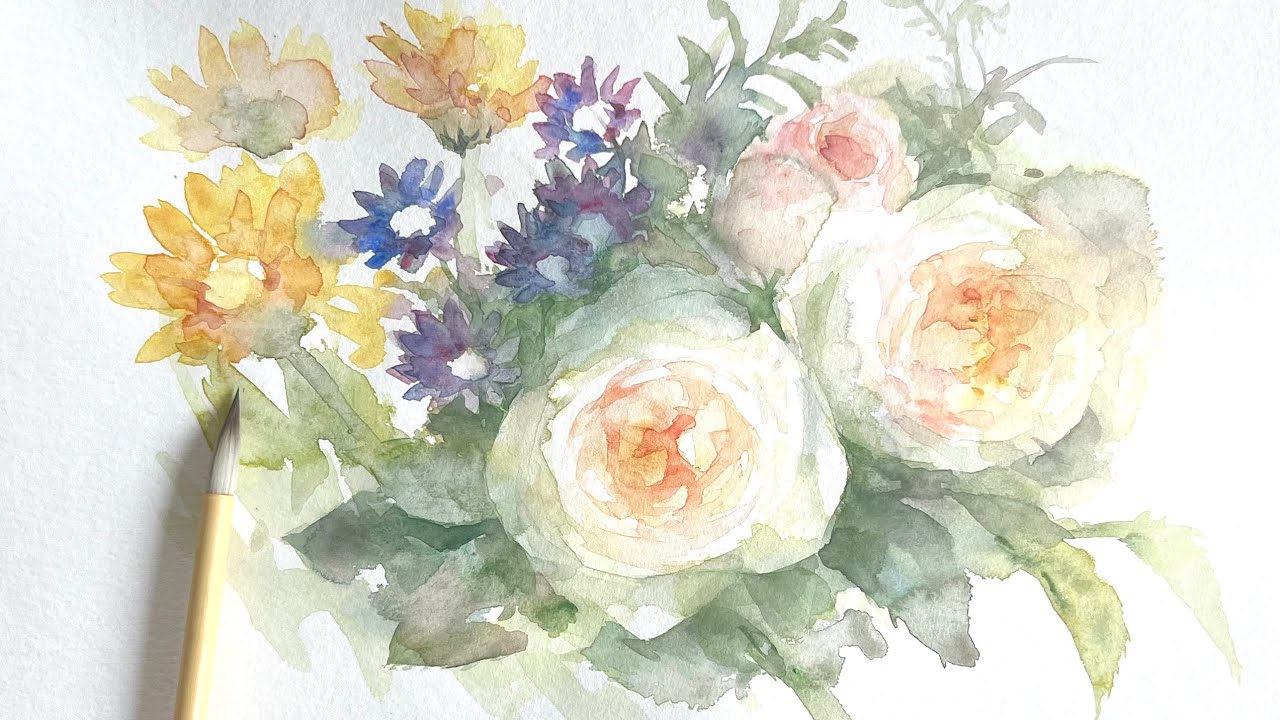 花瓶の花 水彩画 2022年作 花瓶の花 水彩画 2022年作 花瓶の花 水彩画