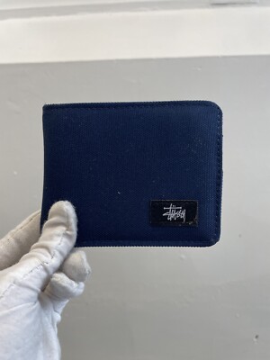 Authentic STUSSY Dark Blue Canvas Logo Bifold Wallet | eBay