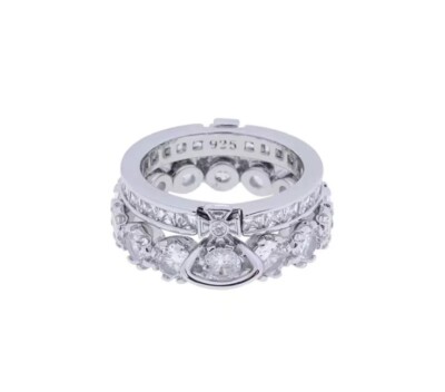 Vivienne Westwood Two Layer Becky Ring With Gift Box - Silver | eBay