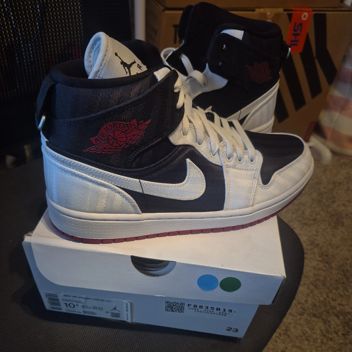 Jordan 1 SE Utility Mid White Black Gym Red W for sale | eBay