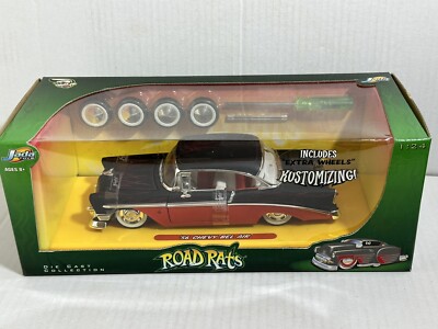 JADA ROAD RATS 1956 CHEVY BEL AIR MATTE BLACK / RED 1:24 DIECAST