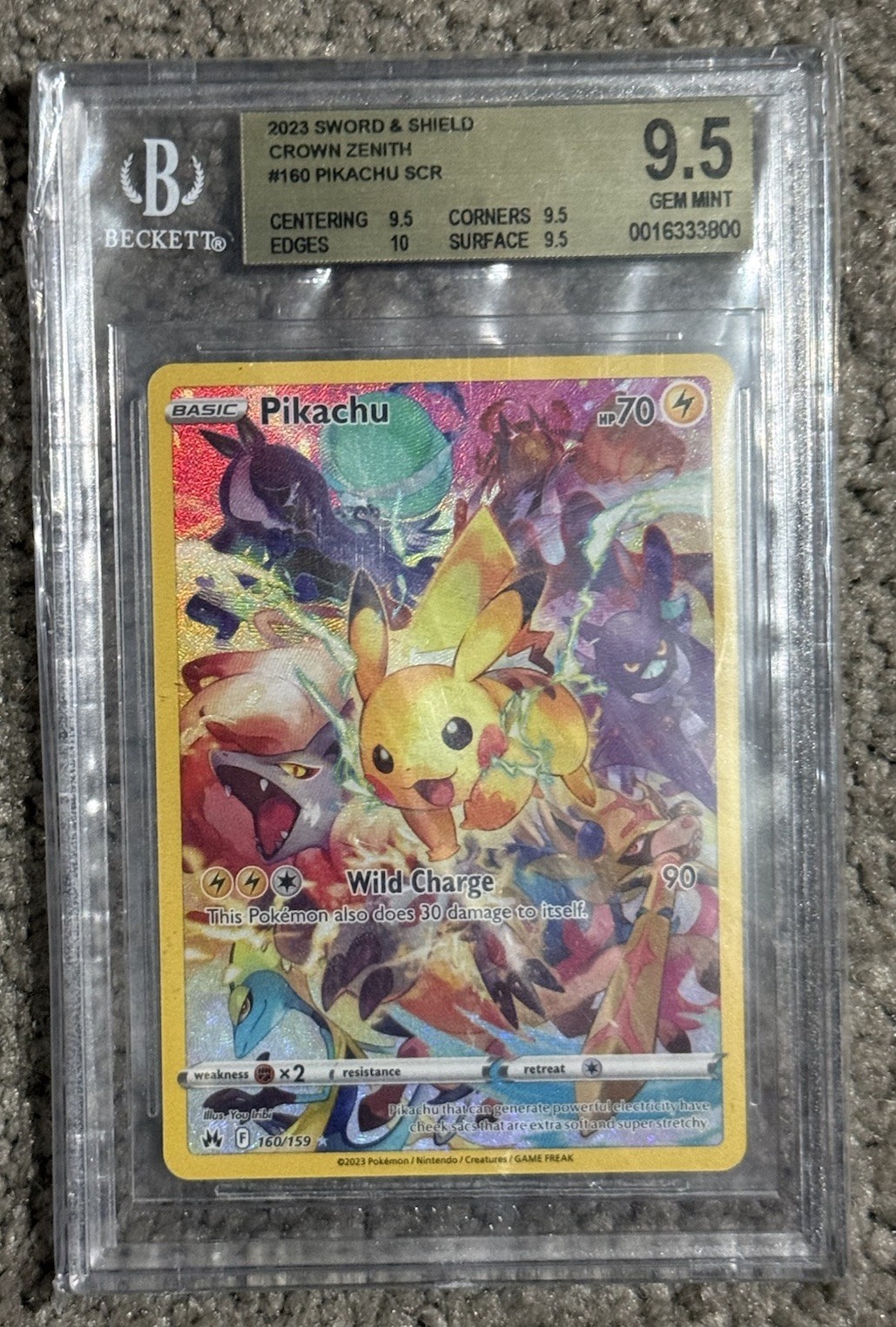 Pikachu 2023 Sword & Shield: Crown Zenith #160/159 Holo (Secret