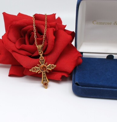 Camrose & Kross Jacqueline Kennedy JBK Ornate Cross Necklace CAT