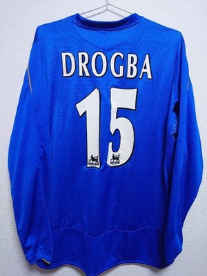 Chelsea 05-06 Drogba #15 Long Sleeve Jersey UMBRO L Size Blue