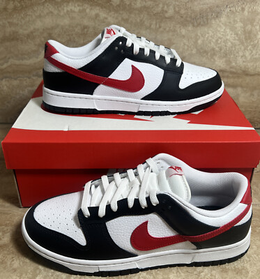 Nike Dunk Low Retro Red Swoosh Panda Black White Shoes Men's Sizes