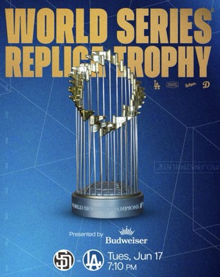LA Dodgers, 2024 World Series Replica Trophy, 06/17/2025 SGA (new