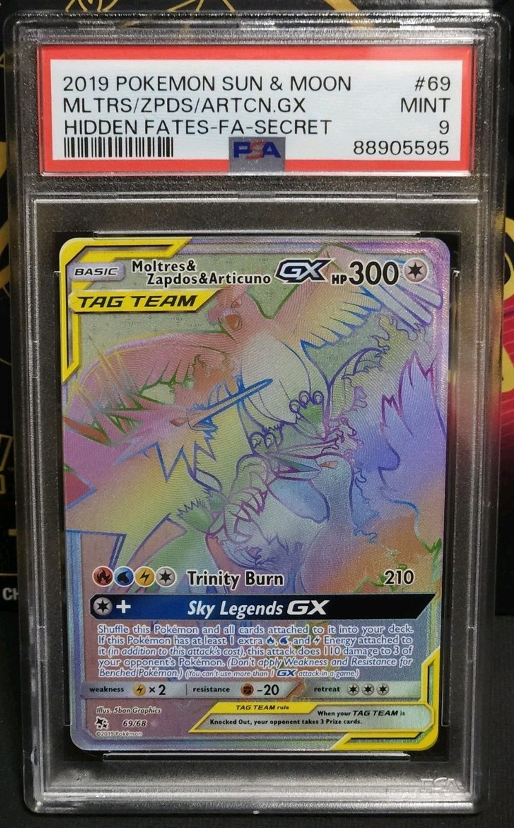 Pokémon Sun & Moon, Hidden Fates, Moltres Zapdos Articuno GX Full