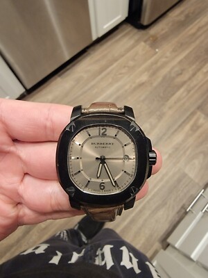 NWT SWISS BURBERRY BRITAIN AUTOMATIC STAINLESS STEEL ALLIGATOR