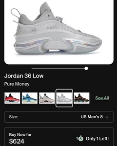 Jordan 36 Low Pure Money | eBay
