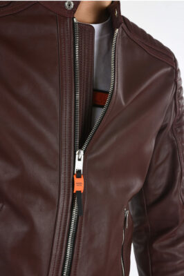 Diesel L-Shiro Genuine Leather Café Racer Biker Jacket Size XL