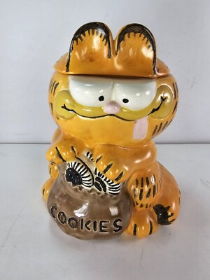 Vintage GARFIELD COOKIE JAR Ceramic 80's Hand Painted Jim Davis