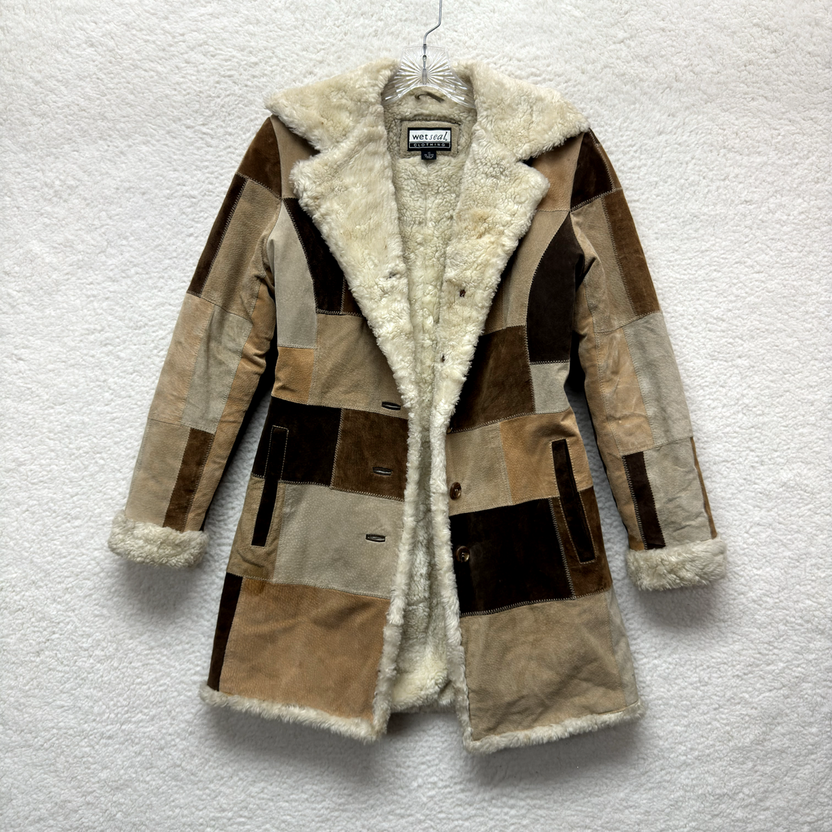 Y2K Vintage Afghan Penny Lane Jacket Coat Small Patchwork Leather