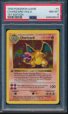 PSA 8 CHARIZARD 1999 POKEMON 1ST EDITION THICK STAMP SHADOWLESS #4