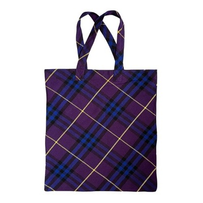 Burberry Purple Check Recycled Cotton Oversized Shopper Tote Bag