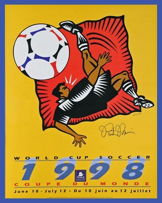 1998 France World Cup Poster of Tournament Program - 8x10 Color