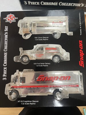 Snap On 3 Piece Chrome Collectors Truck Car Toy Set 85th