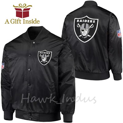 Oakland Raiders Black Varsity Jacket Back Patch Vintage Style