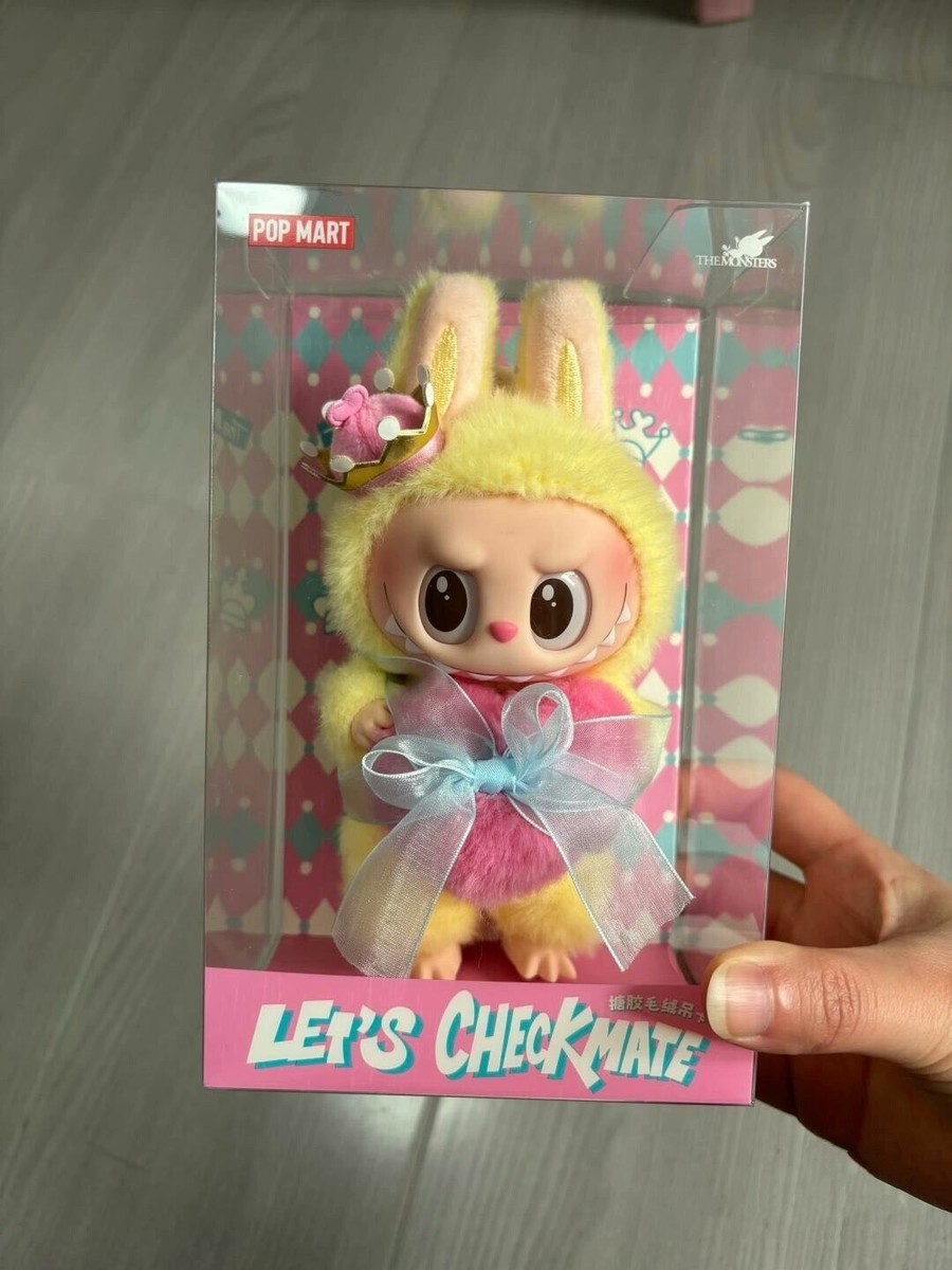 POP MART LET'S CHECKMATE Labubu Yellow Pink Plush Vinyl Figure