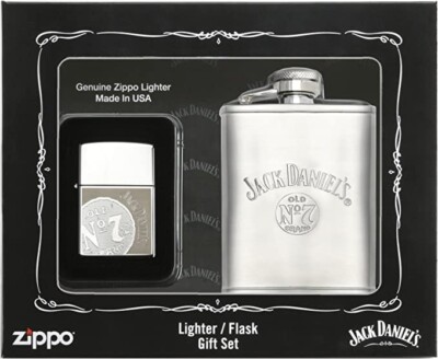 Zippo 24652 Jack Daniel's Lighter & Flask Gift Set High Polish