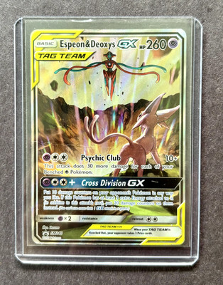 Espeon & Deoxys GX SM240 Promo Tag Team Pokémon Card Vibrant