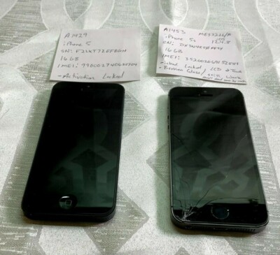 Apple iPhone 5 iPhone 5s 16GB BLACK LOT OF 2 A1429 1453 - For