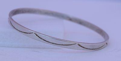 Tahe Native American Navajo Bangle Bracelet Stamped Sterling