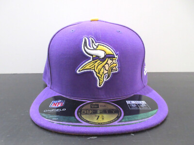 Minnesota Vikings Hat Cap Fitted Mens 7 5/8 Purple Yellow NFL