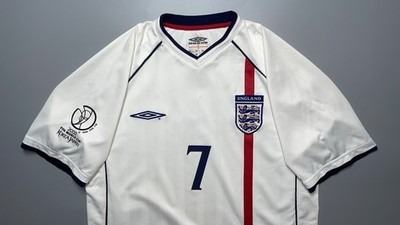 ENGLAND UMBRO 2002 WORLD CUP FOOTBALL SOCCER HOME JERSEY #7