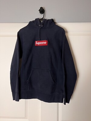 Supreme Box Logo Hoodie FW16 - Navy M | eBay UK
