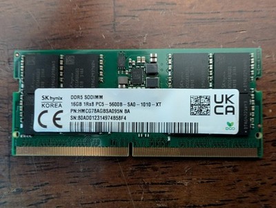 SK Hynix 16GB DDR5 SODIMM 1Rx8 PC5-5600B SA0 1010 XT Single 16GB