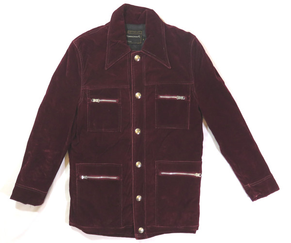 JC Penney Towncraft Vintage Velvet Felt Jacket 1970's Maroon Hippy