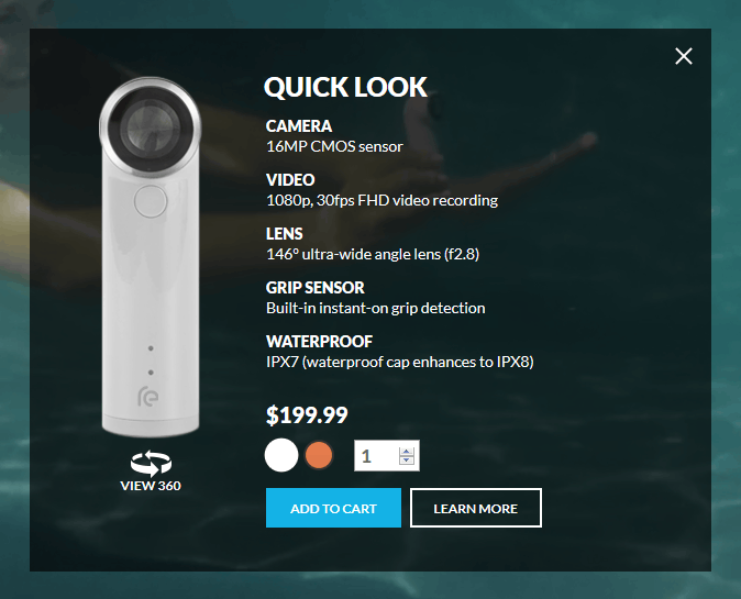 防水小型アクションカメラ「RE」は片手操作でフルHDムービー撮影可能