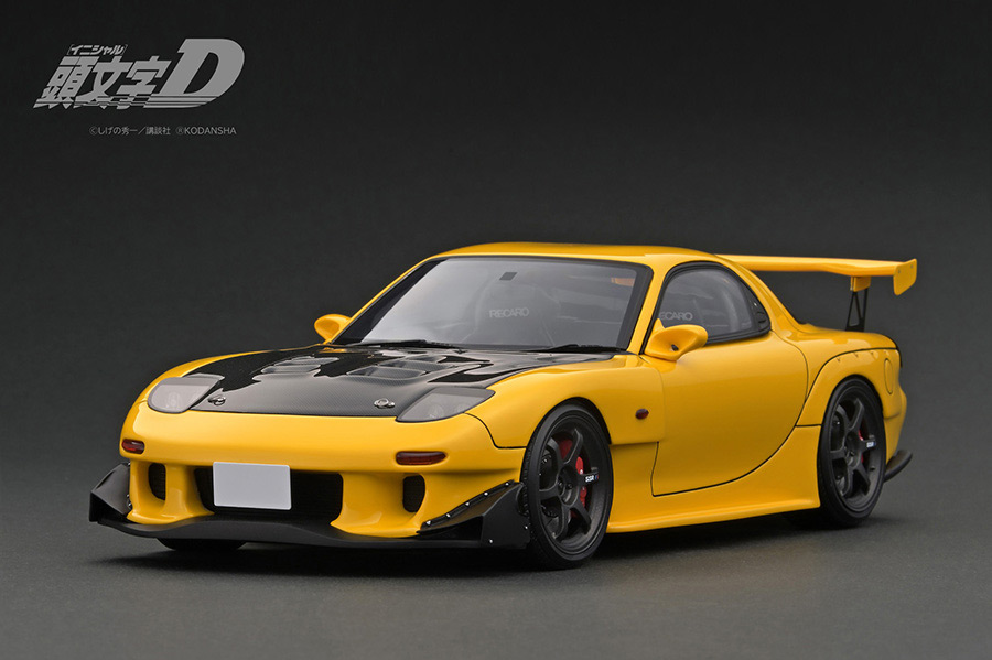 IG2873 1/18 INITIAL D Mazda RX-7 (FD3S) Yellow With Mr. Keisuke