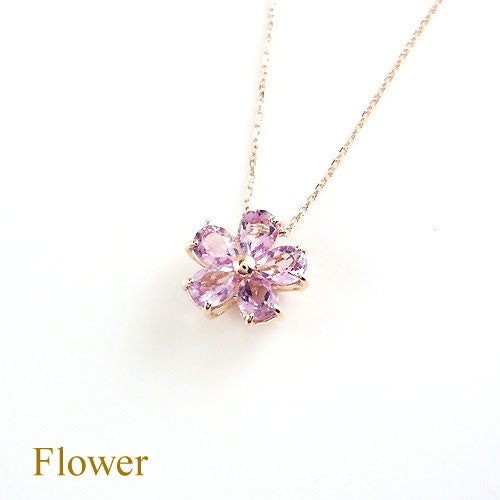 2月誕生石】K10 PG アメジスト フラワーモチーフ ネックレス | IKEDA
