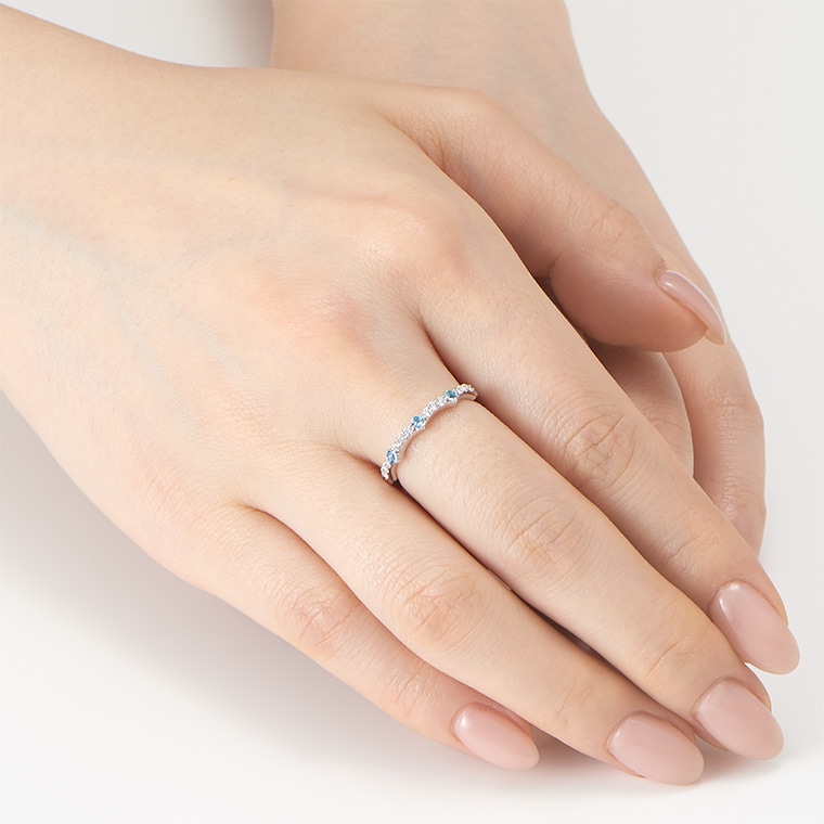 Color Prong]Ptアクアマリン/ダイヤモンド/リング(プラチナ): ICHAROI