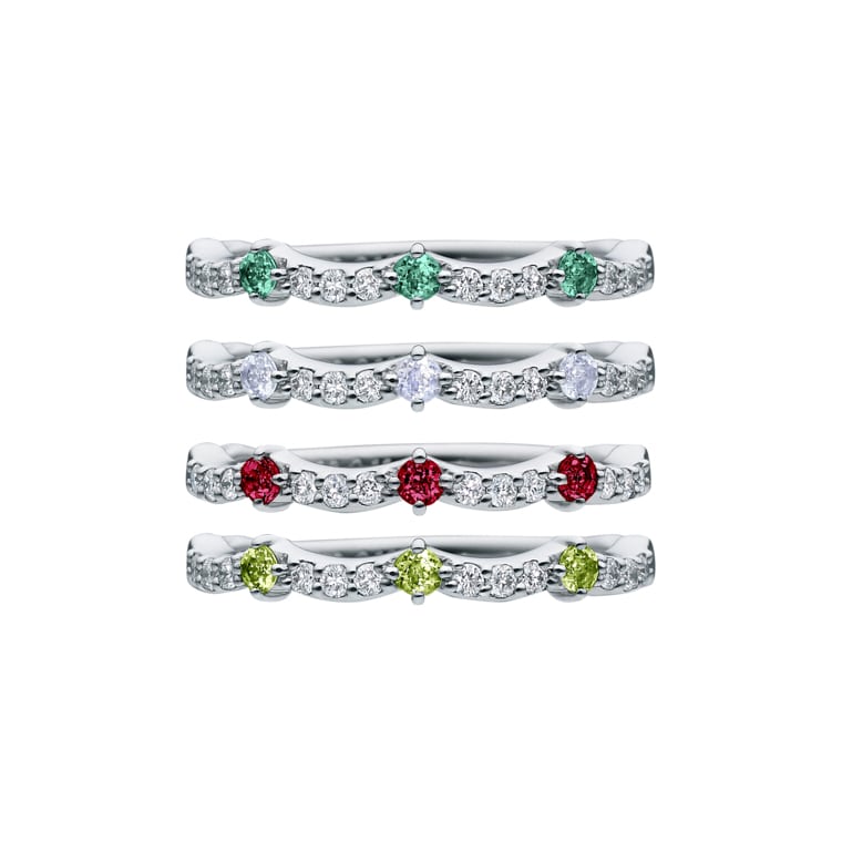 Color Prong]Ptムーンストーン/ダイヤモンド/リング(プラチナ