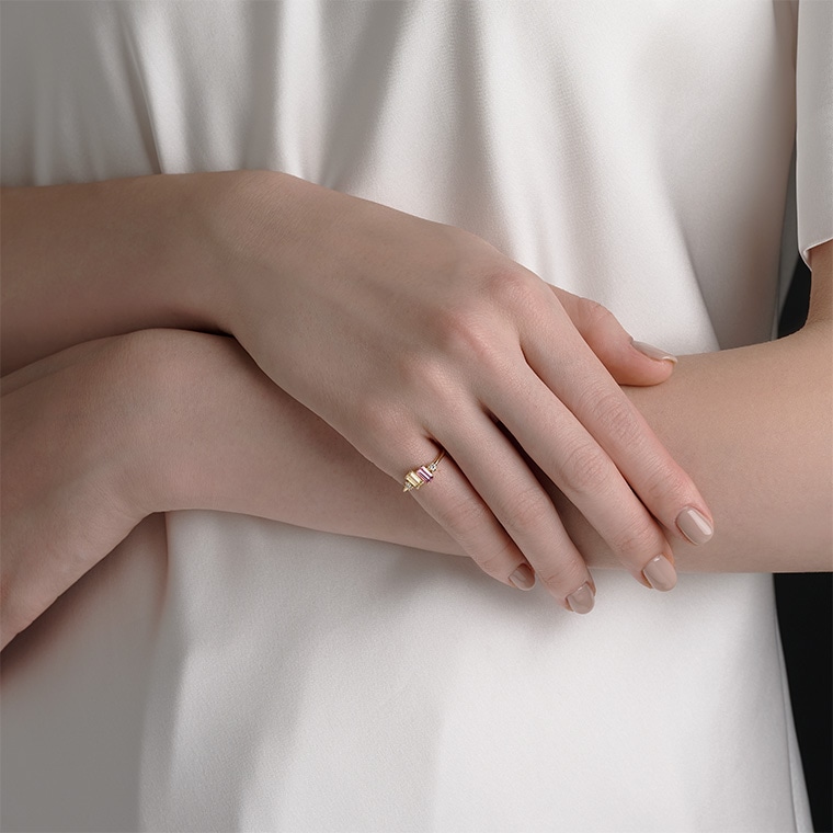 EP010]K18サファイア/ダイヤモンド/ピンキーリング(ゴールド): Hyacca