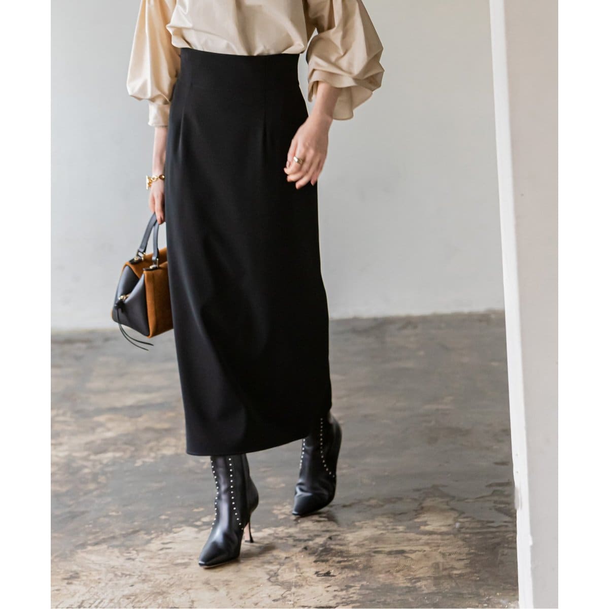 追加》ジャージーライクカラータイトスカート | ノーブル(Noble