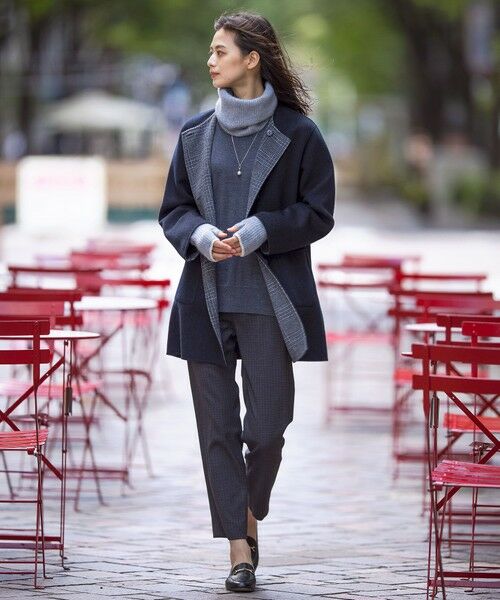 セール】 【リバーシブル】ウールナイロン リバー チェック ミドル