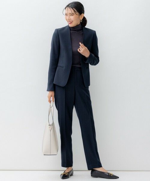 セール】 【洗える】ウールライクカルゼ ノーカラー ジャケット （ノー