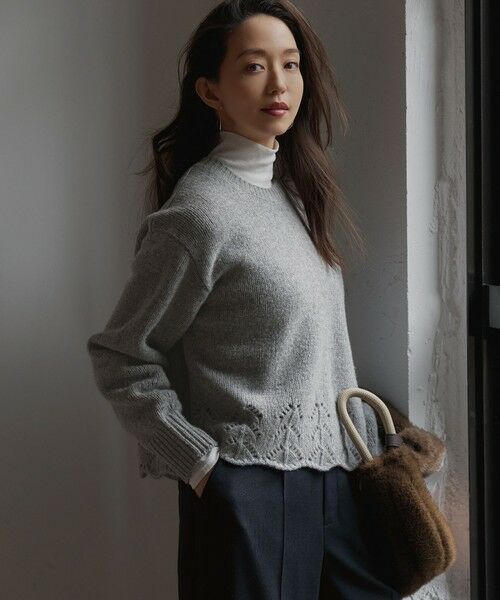 セール】 【滝沢眞規子さん着用/洗える】レーシーヘムデザイン