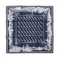 エルメス スカーフ シルク ネイビー×ホワイト カレ55 星降る渓谷