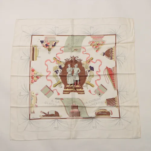 Hermès シルク スカーフ料理テーマ