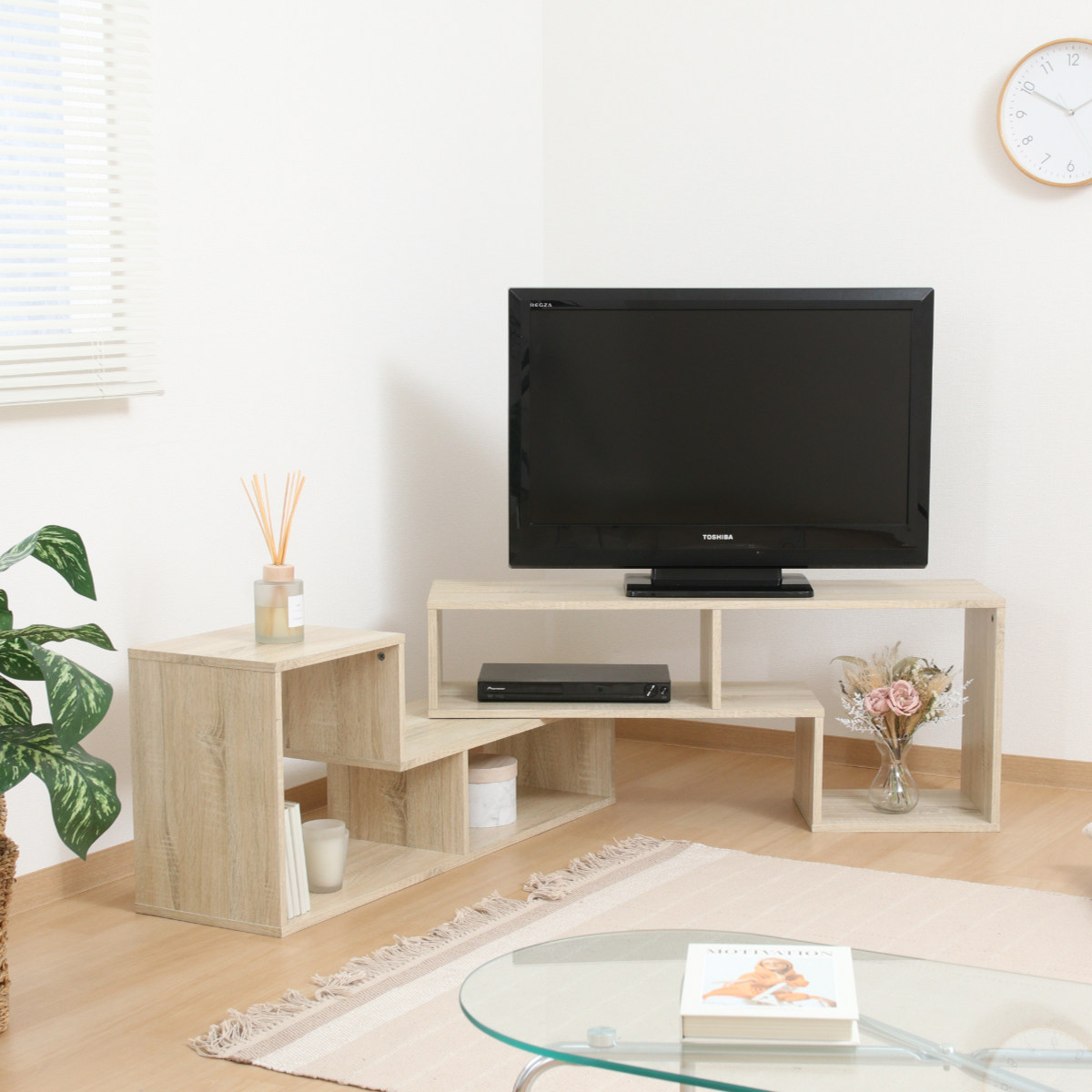 楽天市場】テレビ台 伸縮型 L字型 幅105cm-207cm 木製 （ TV台 TV