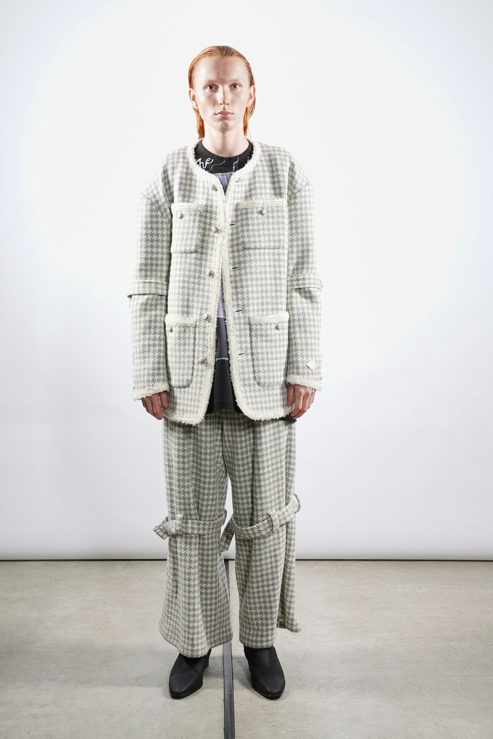 el conductorH - ツイード ノーカラー ボンデージ ジャケット | 3RD[i