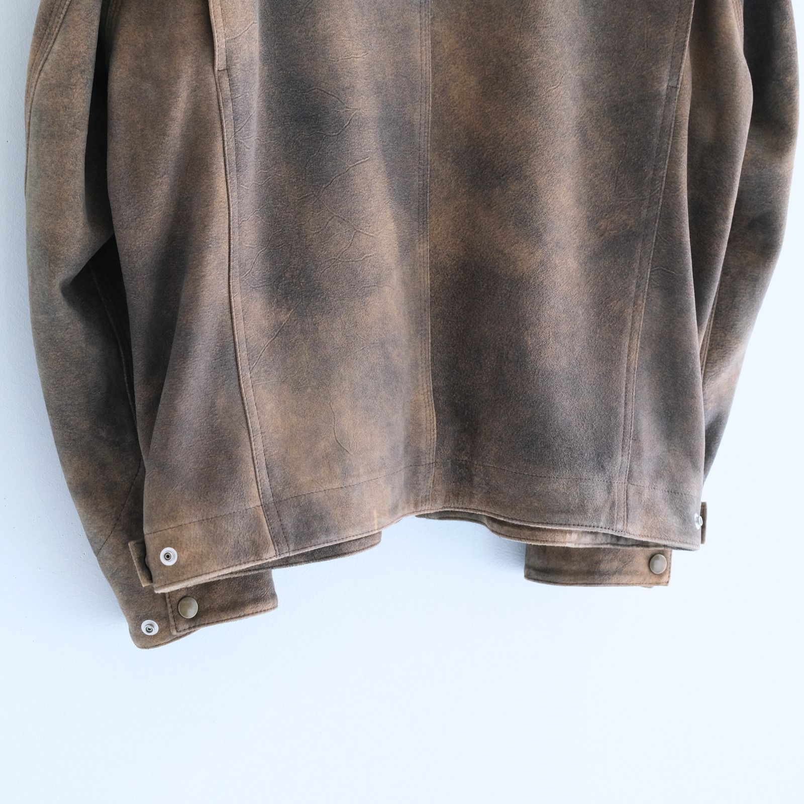 SEVEN BY SEVEN - LEATHER DETROITJACKET ‐Goat suede Antique finish
