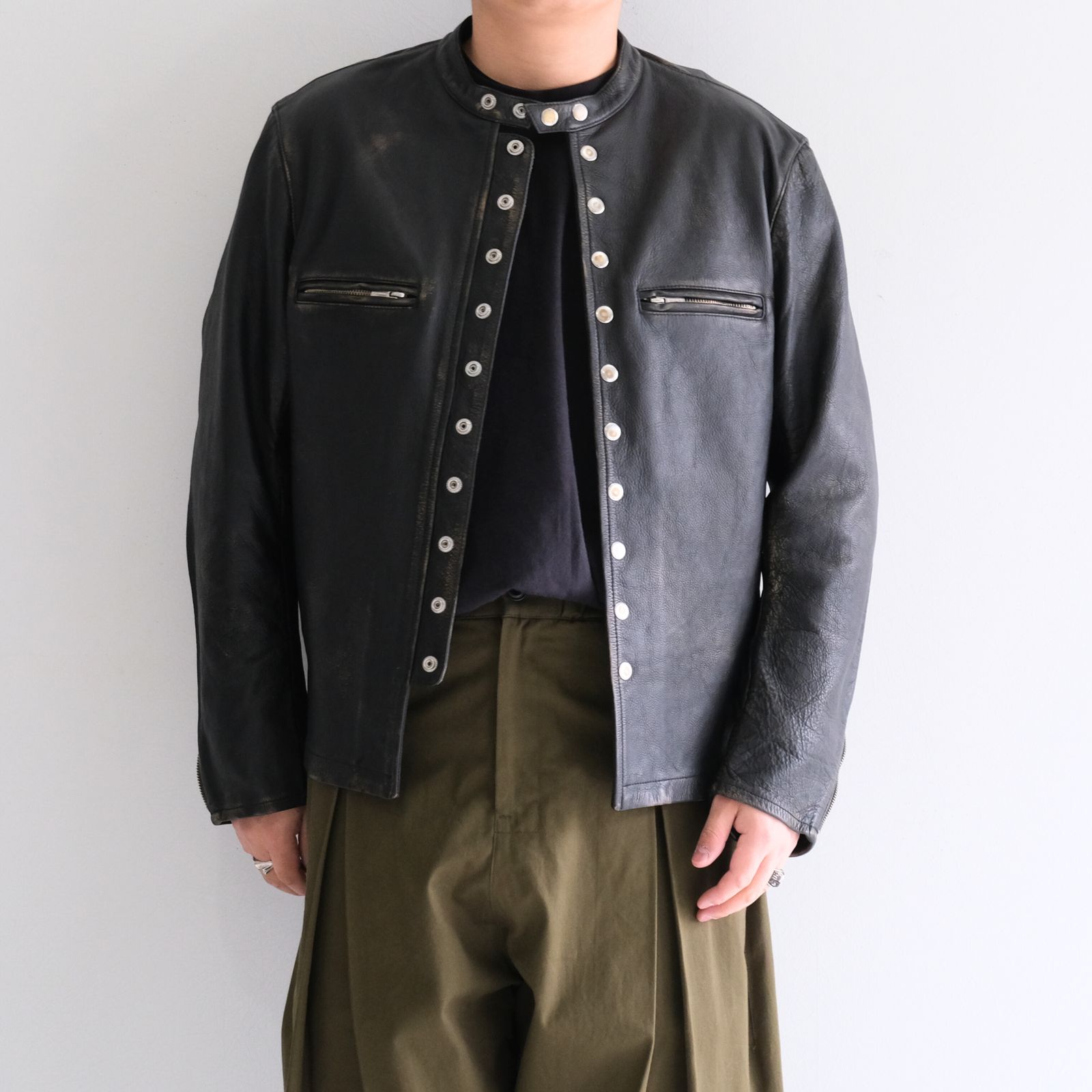 SEVEN BY SEVEN - LEATHER RIDERS JACKET ‐Cow Heavy Vintage finish