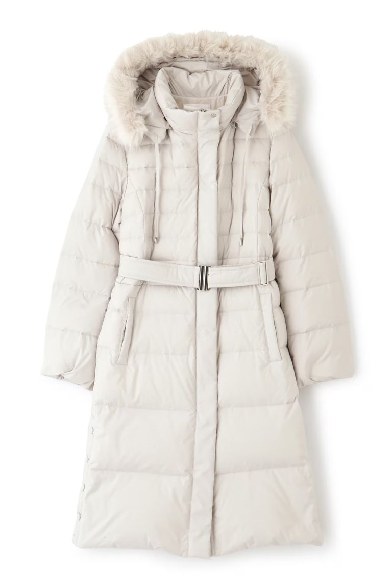 PINKY&DIANNE - タフタロングダウンコート (ホワイト) / フェザー