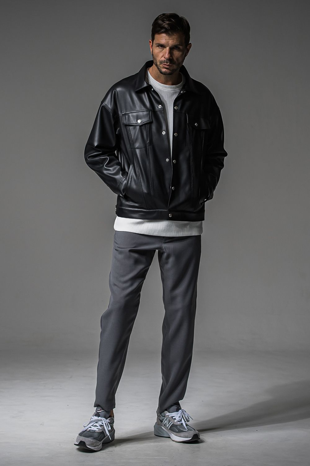 RESOUND CLOTHING - LEATHER OVER 3RD G / オーバーサイズ エコレザーG